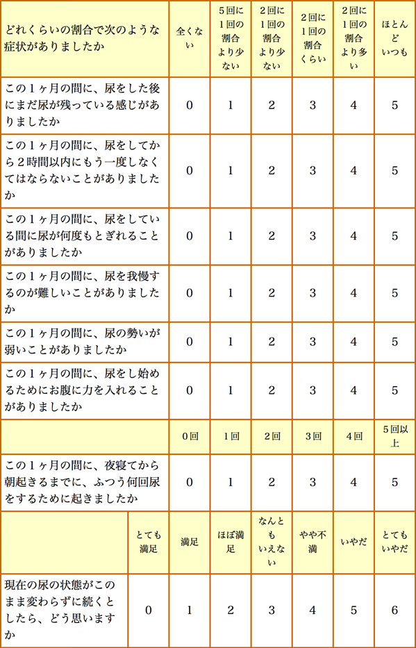 国際前立腺症状スコア